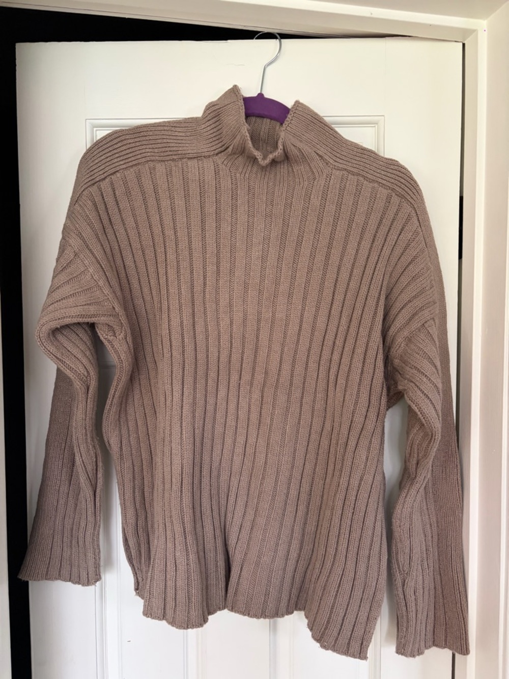 Abercrombie & Fitch Cable Knit Mock Neck Sweater in Dusty Rose